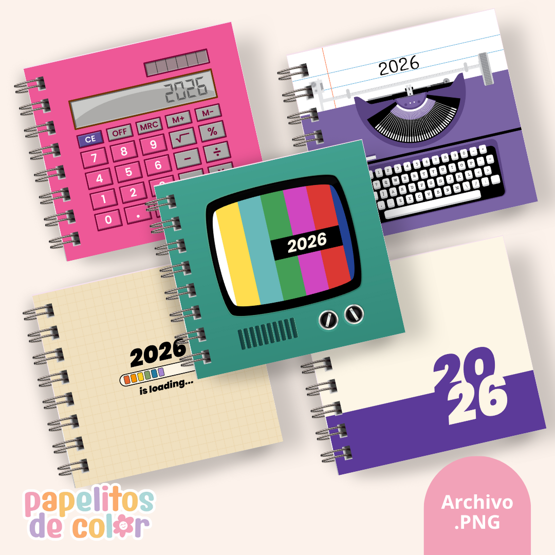 Pack 25 Portadas Agendas – Estilo Retro