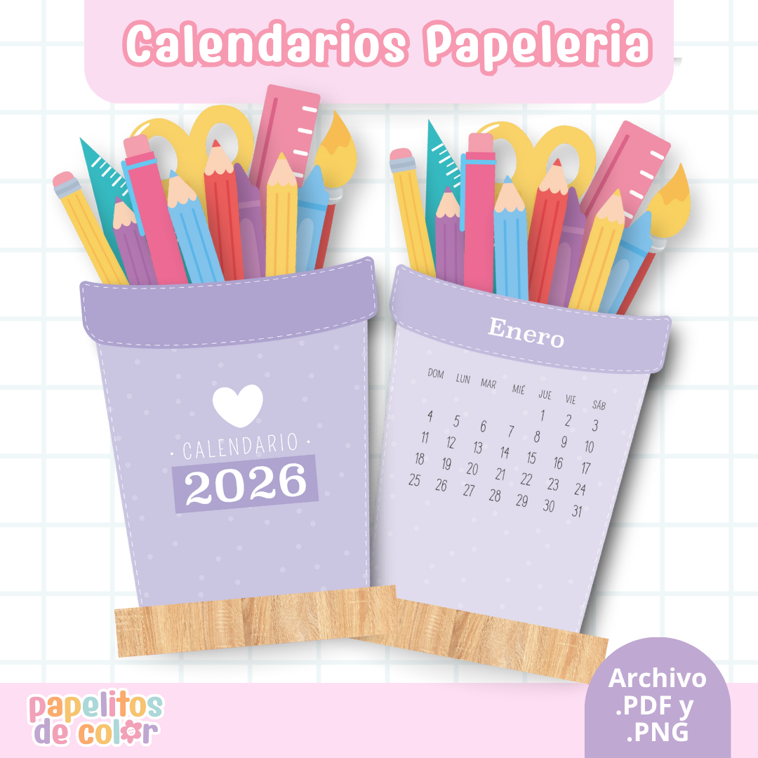 🩷 Calendario Papelería 2026 🩷