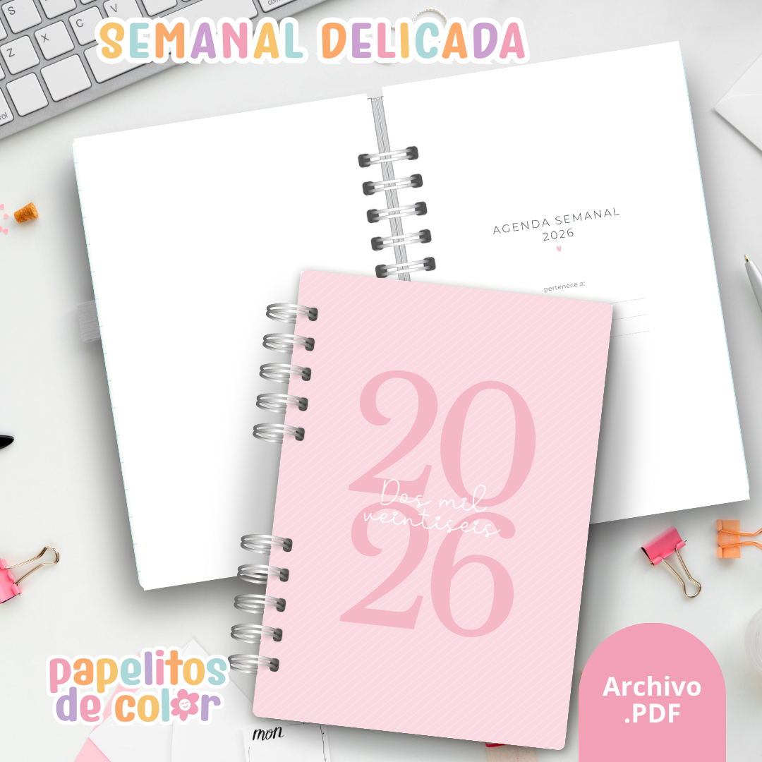 Agenda Semanal 2026 Delicada ✨