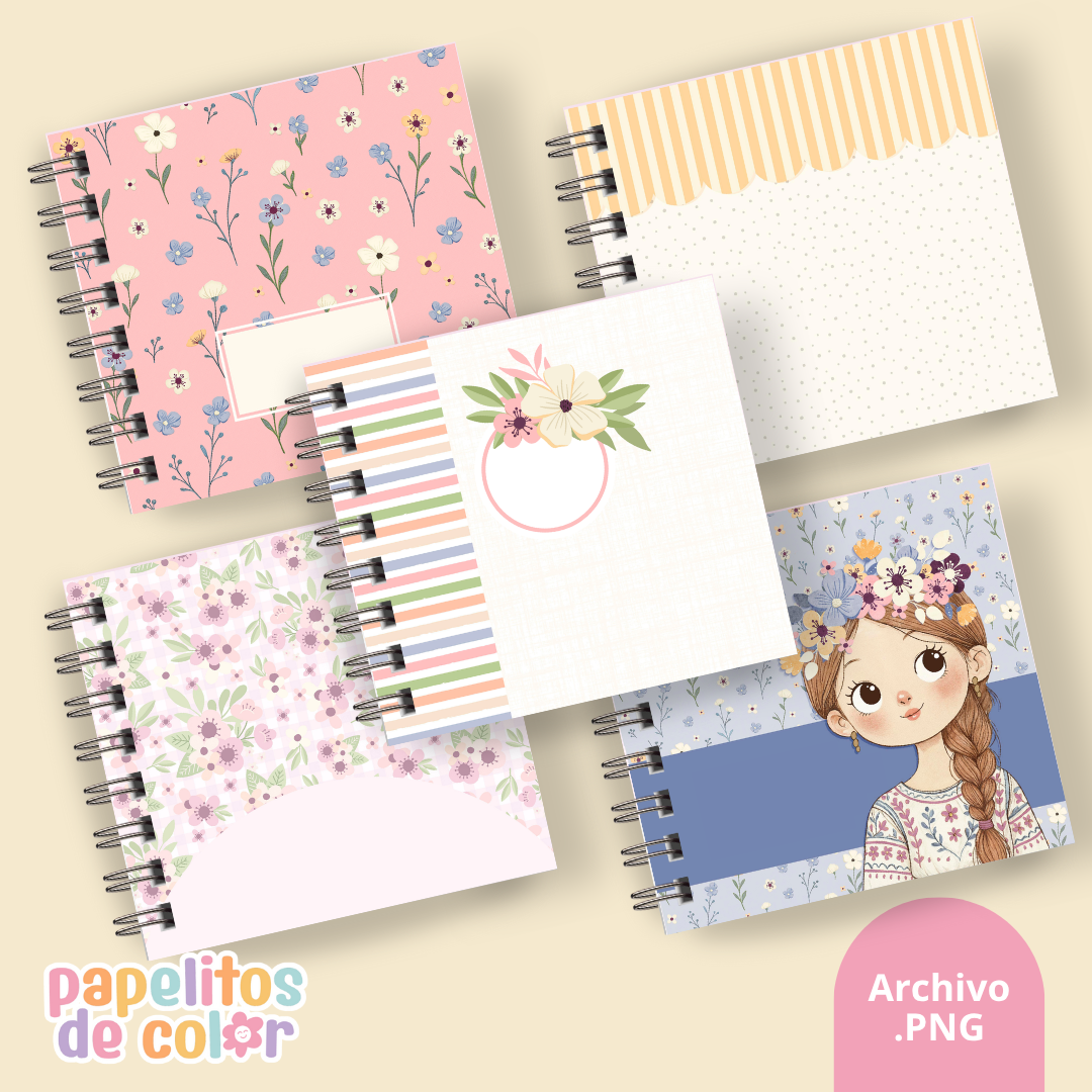 🌸 Pack de Portadas Floreadas 15 x 15 cm 🌸