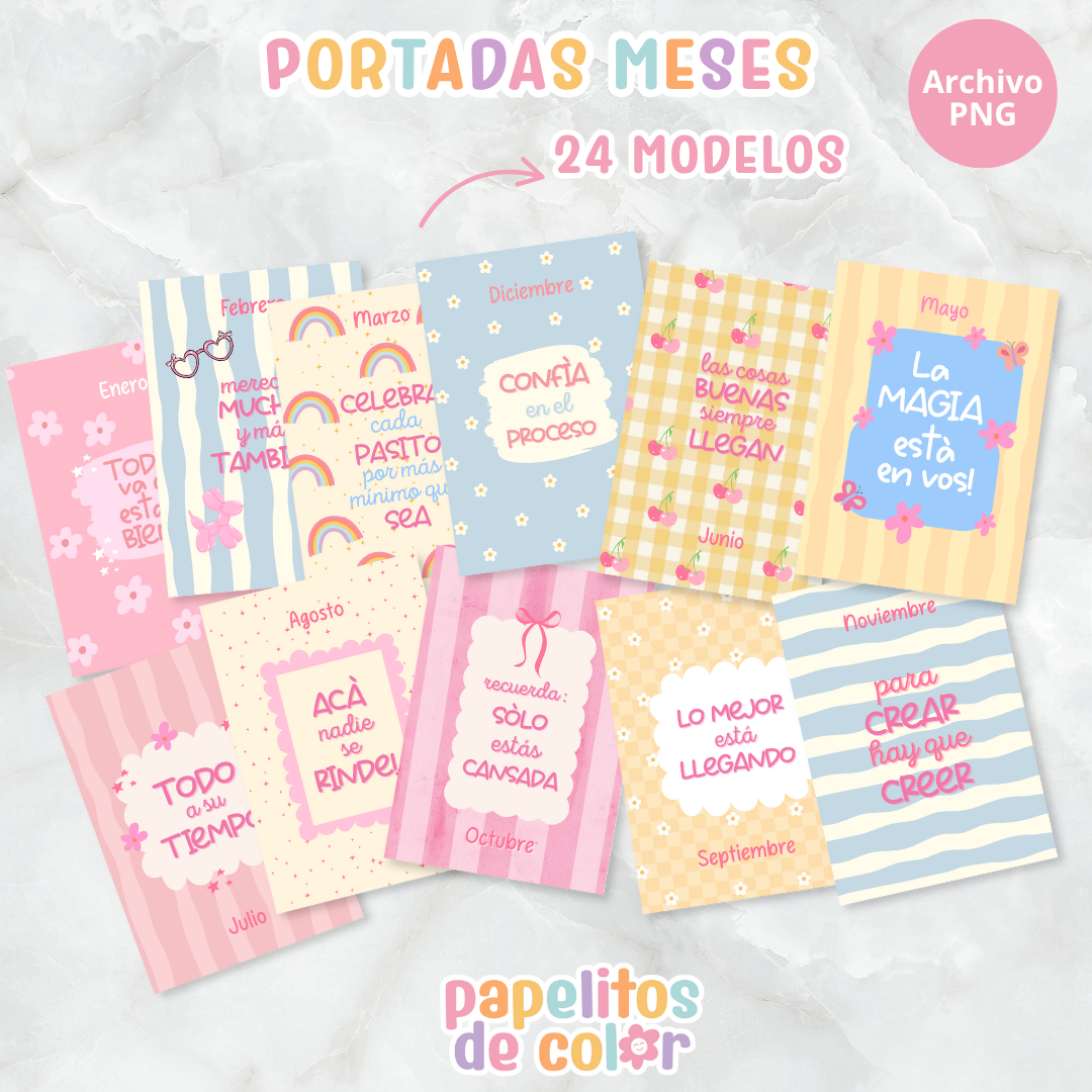 📅 Pack 2 – Portadas Mensuales para Agendas ✨