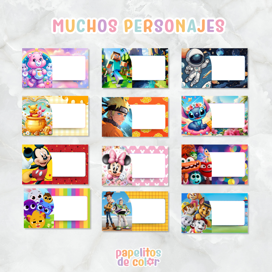 🎒 Kit Escolar – Etiquetas + Tapas  ✨📚