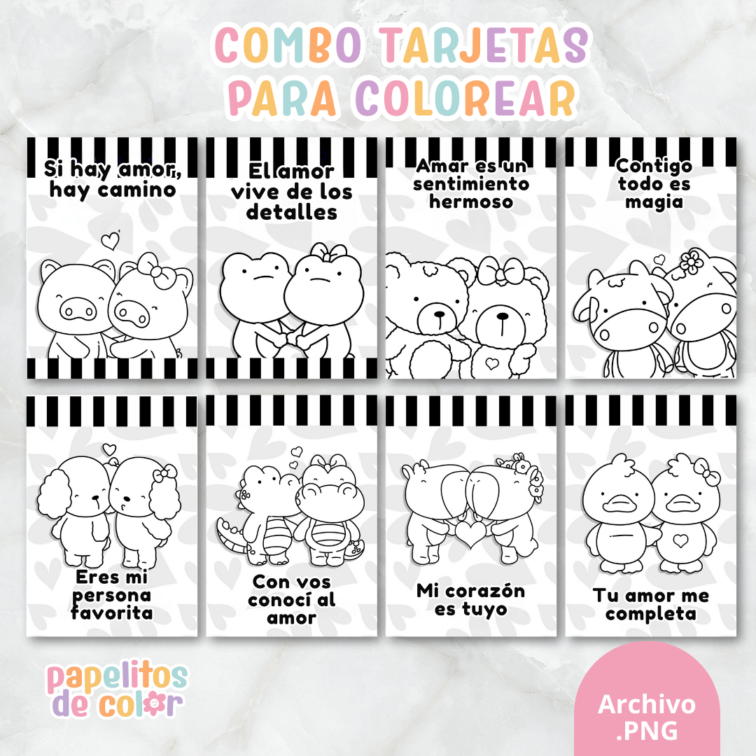 💌Combo Tarjetas para Colorear –  San Valentín 💕