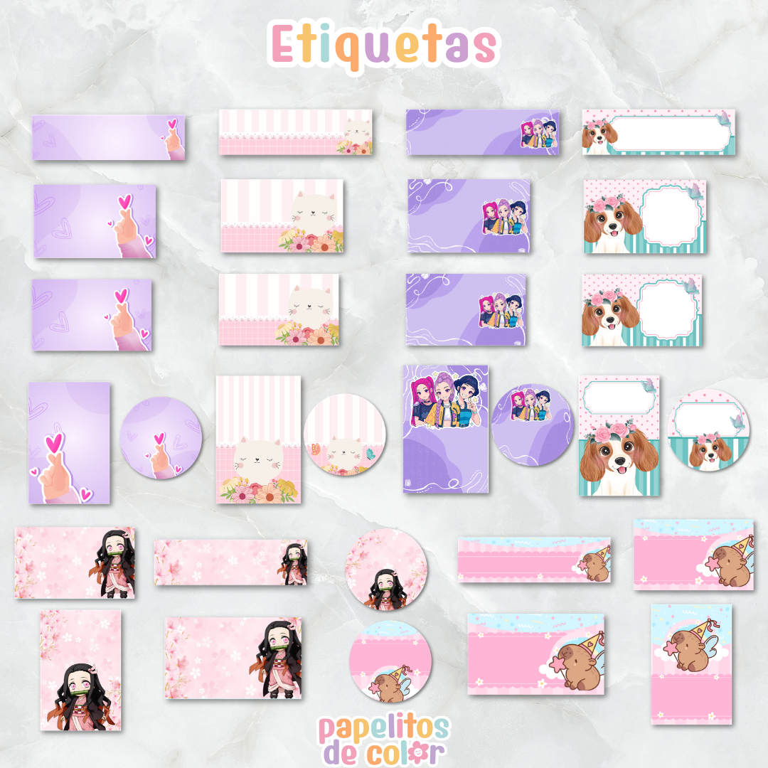 🎒Vol. 4 – Etiquetas Escolares | 69 Diseños🏷️