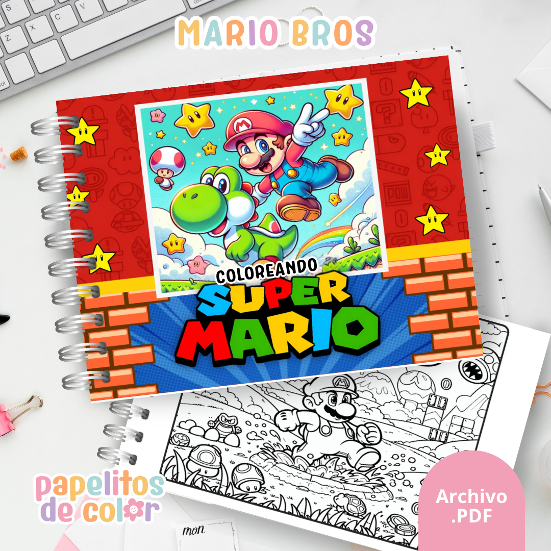 🍄 Libro para Pintar Mario Bros  🎮✨