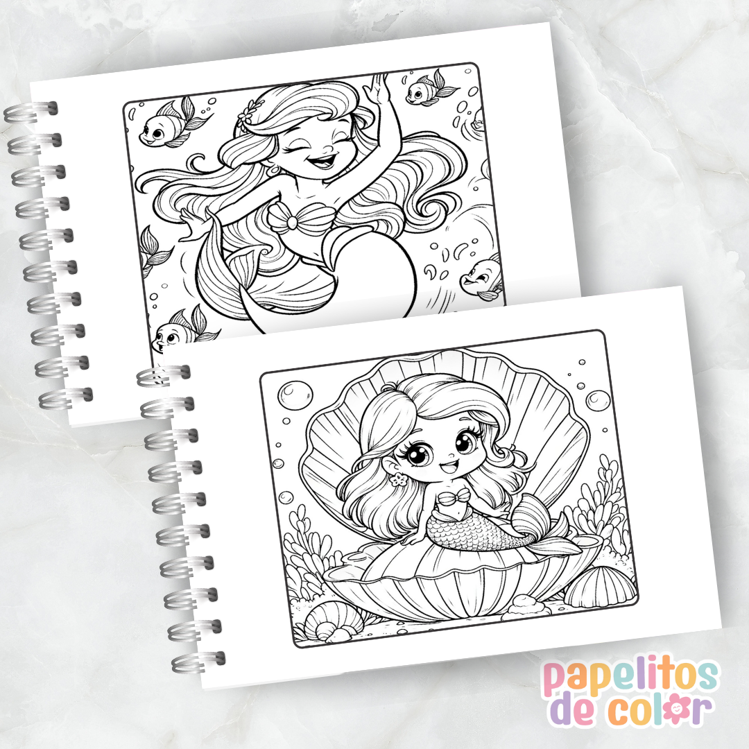 🧜‍♀️🌊 Libro para pintar La Sirenita 🌊🧜‍♀️