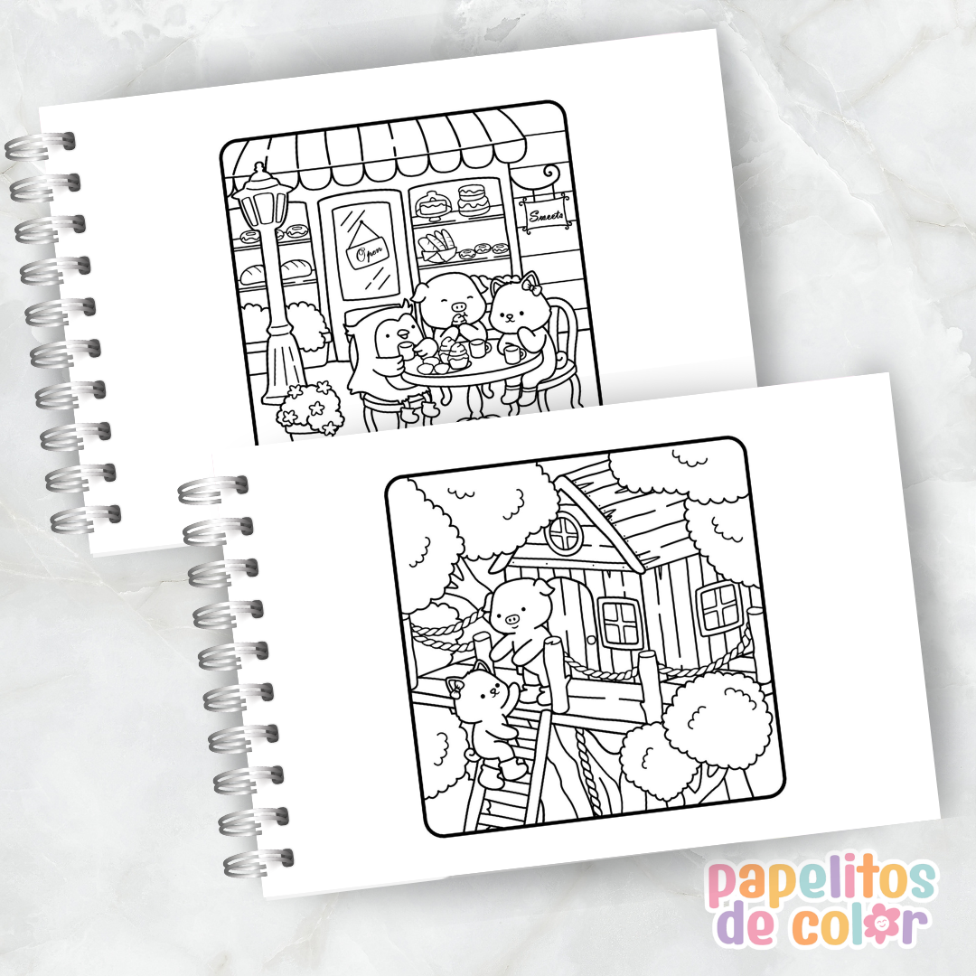 🏡 Libro para Pintar Cozy Village✨