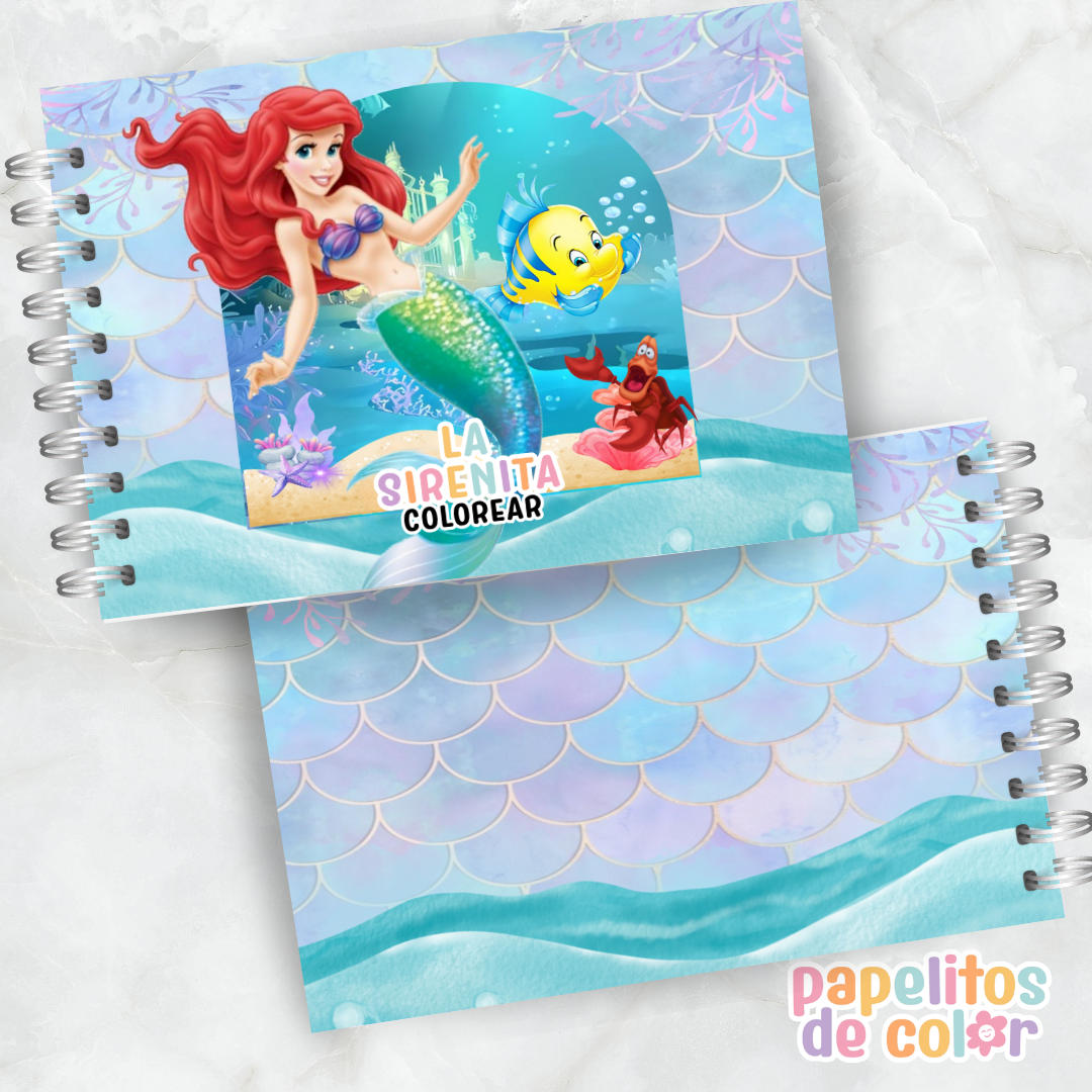 🧜‍♀️🌊 Libro para pintar La Sirenita 🌊🧜‍♀️