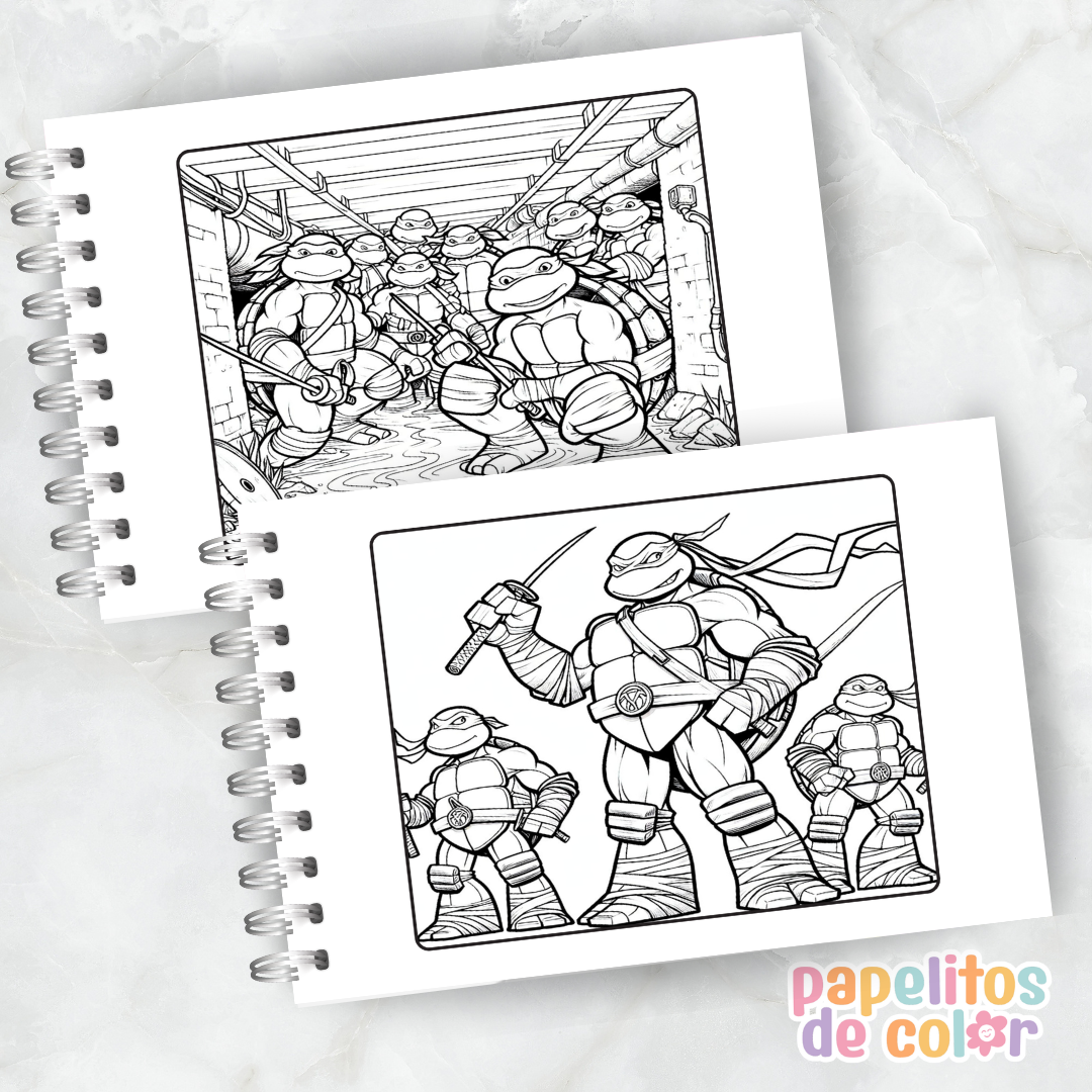 🐢🥷 Libro para pintar Tortugas Ninja 🥷🐢