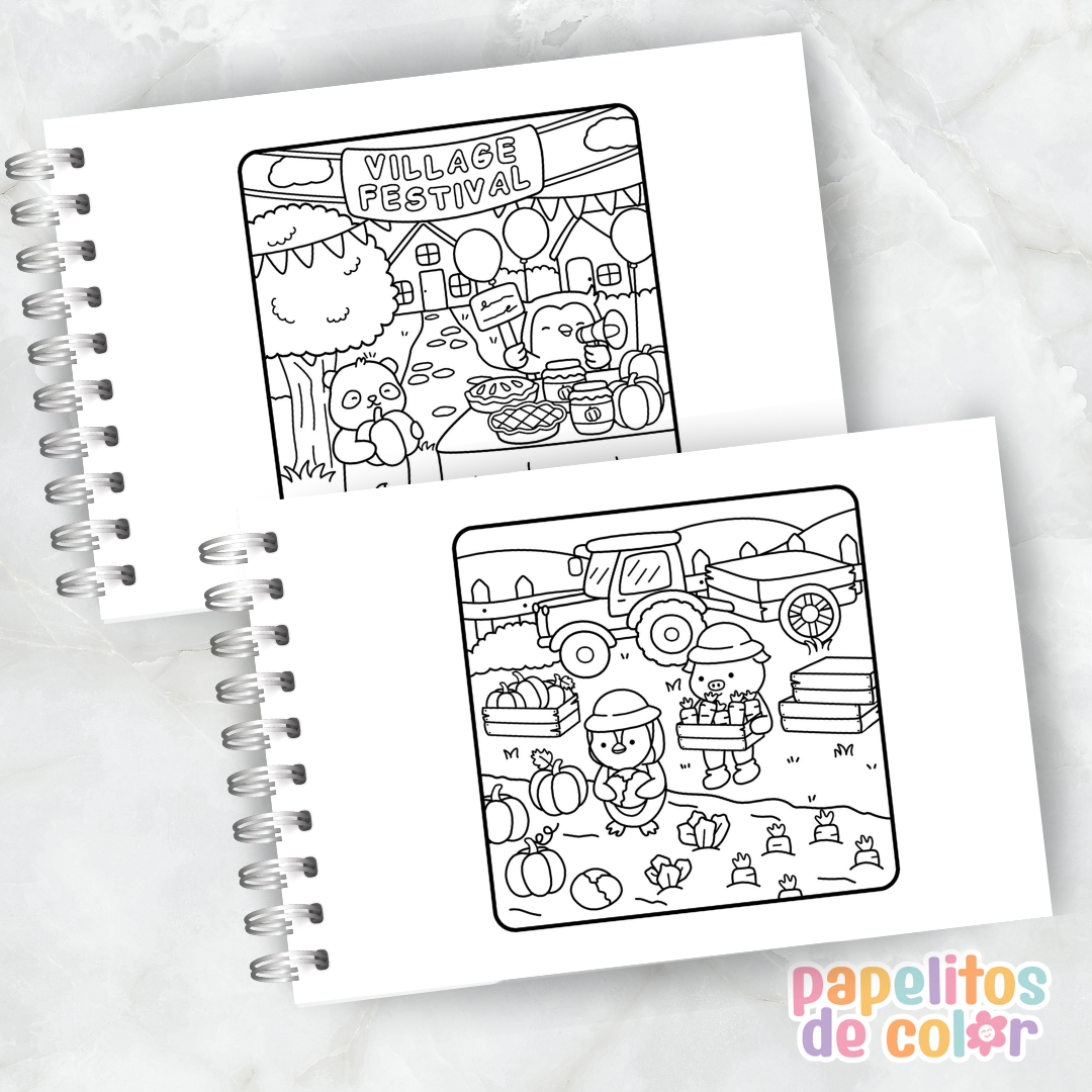 🏡 Libro para Pintar Cozy Village✨