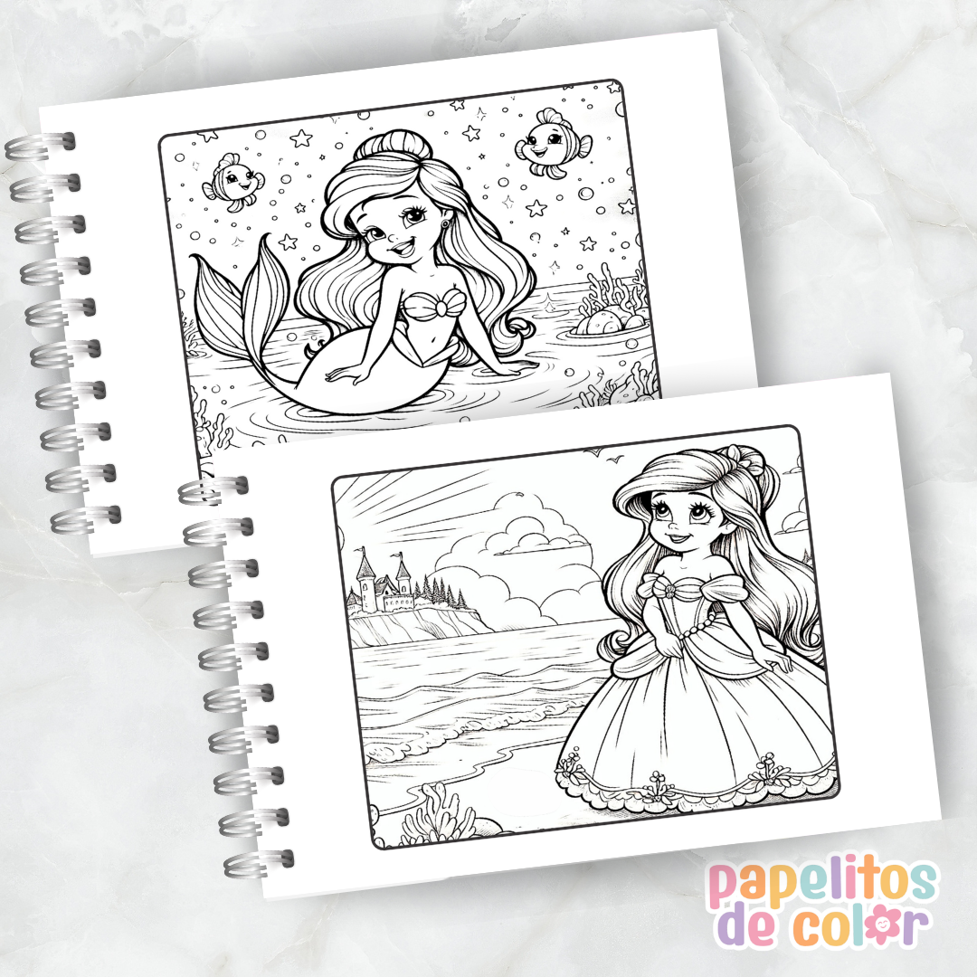🧜‍♀️🌊 Libro para pintar La Sirenita 🌊🧜‍♀️