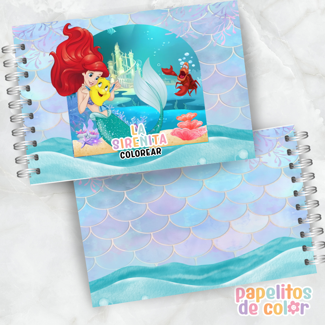 🧜‍♀️🌊 Libro para pintar La Sirenita 🌊🧜‍♀️