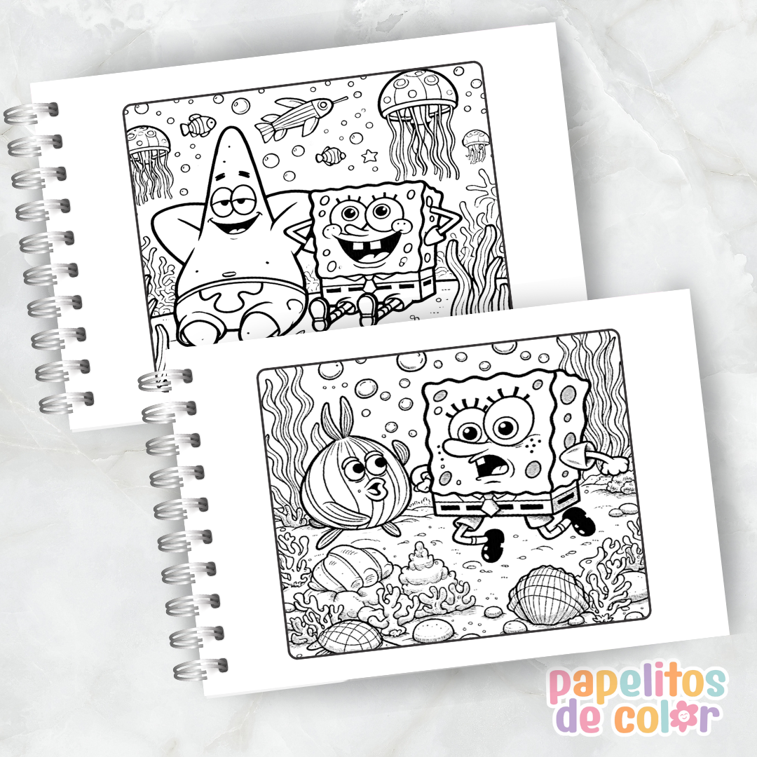 🌊🍍 Libro para pintar Bob Esponja🍍🌊