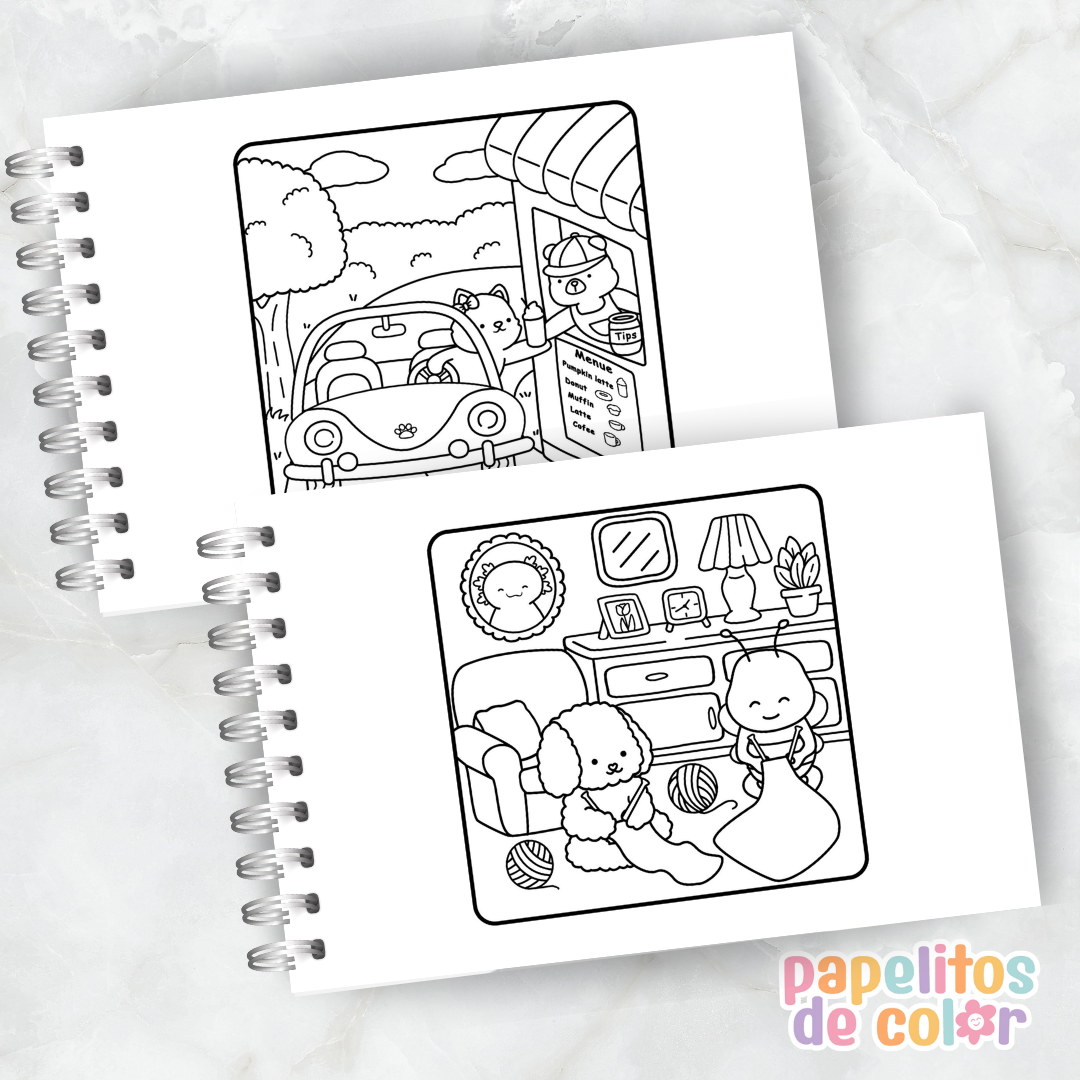 🏡 Libro para Pintar Cozy Village✨