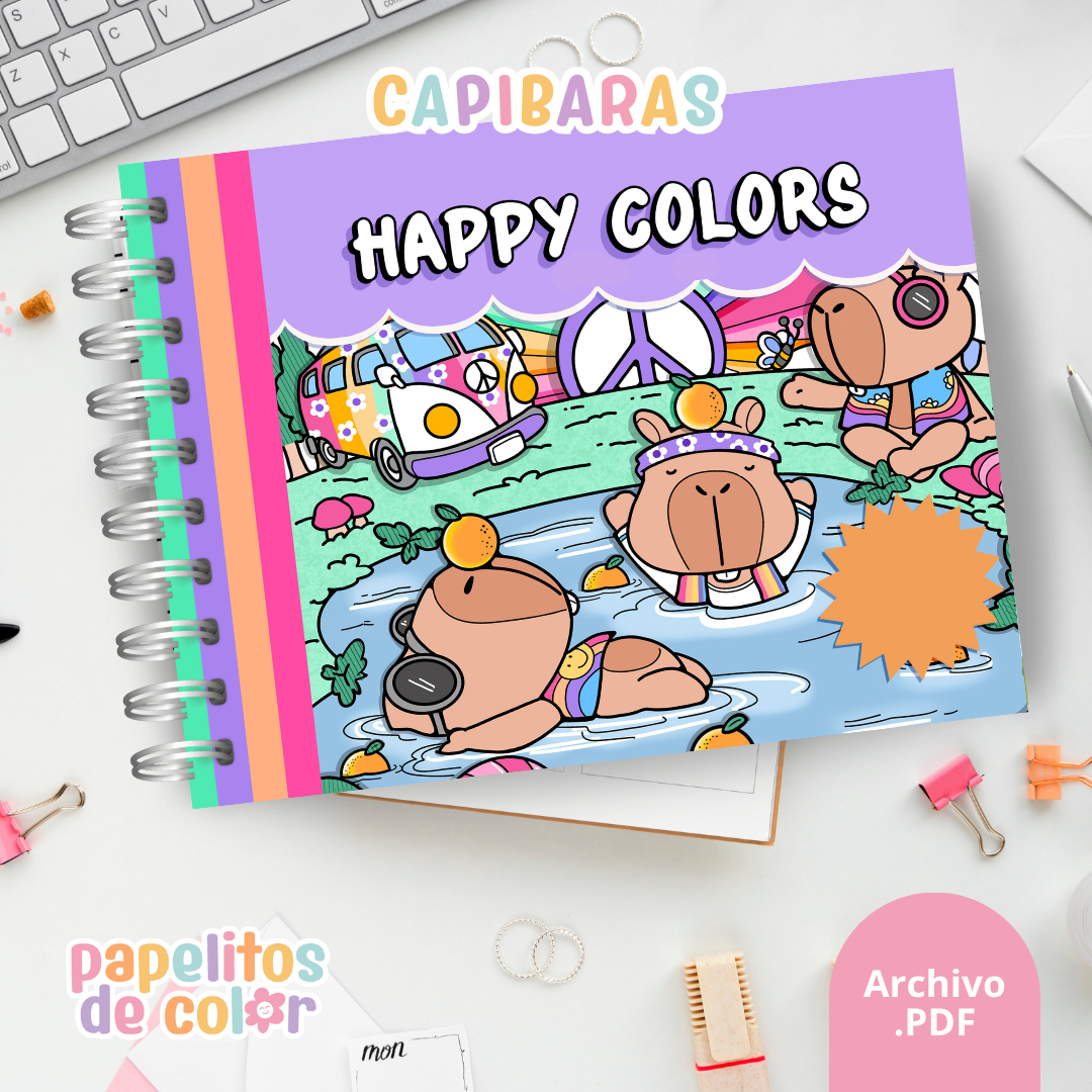 🦫 Libro para Pintar Happy Capibaras✨