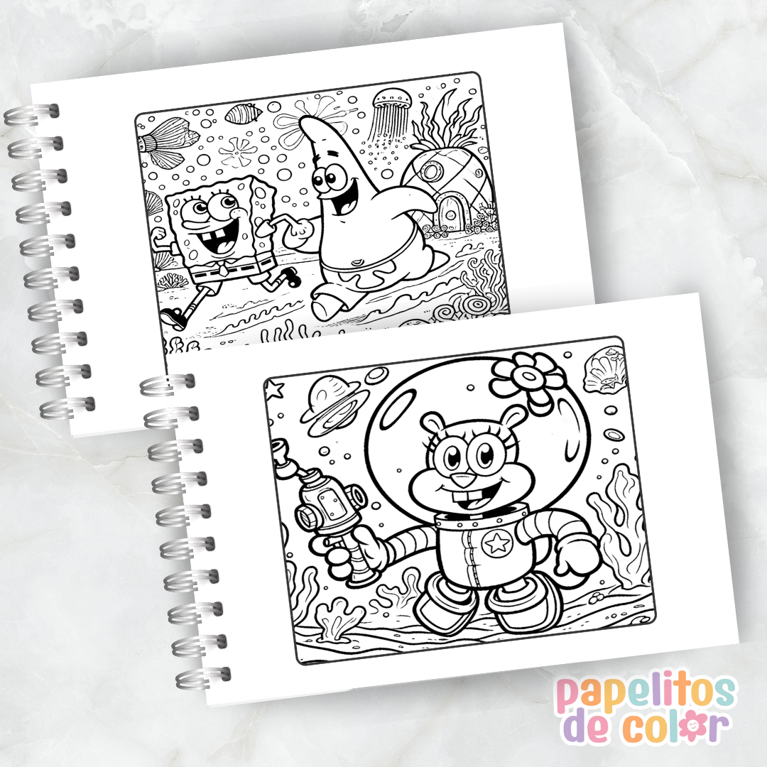 🌊🍍 Libro para pintar Bob Esponja🍍🌊