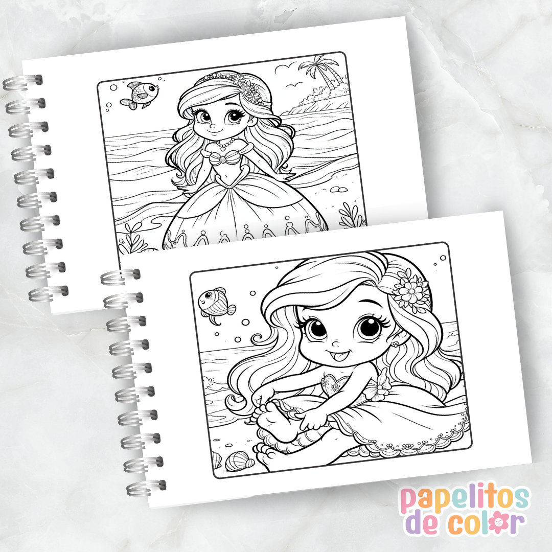 🧜‍♀️🌊 Libro para pintar La Sirenita 🌊🧜‍♀️