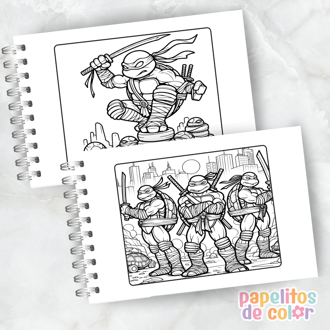 🐢🥷 Libro para pintar Tortugas Ninja 🥷🐢