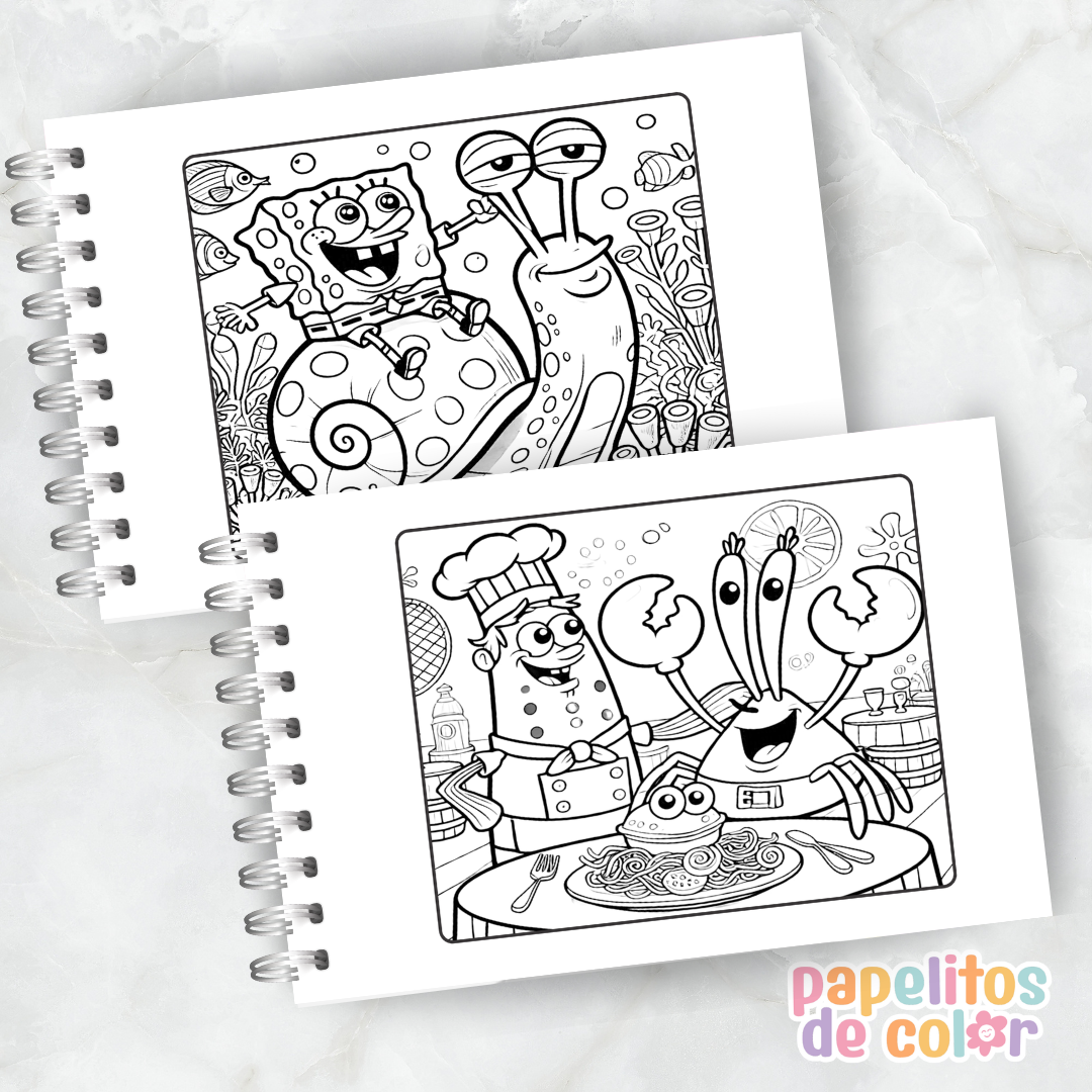 🌊🍍 Libro para pintar Bob Esponja🍍🌊
