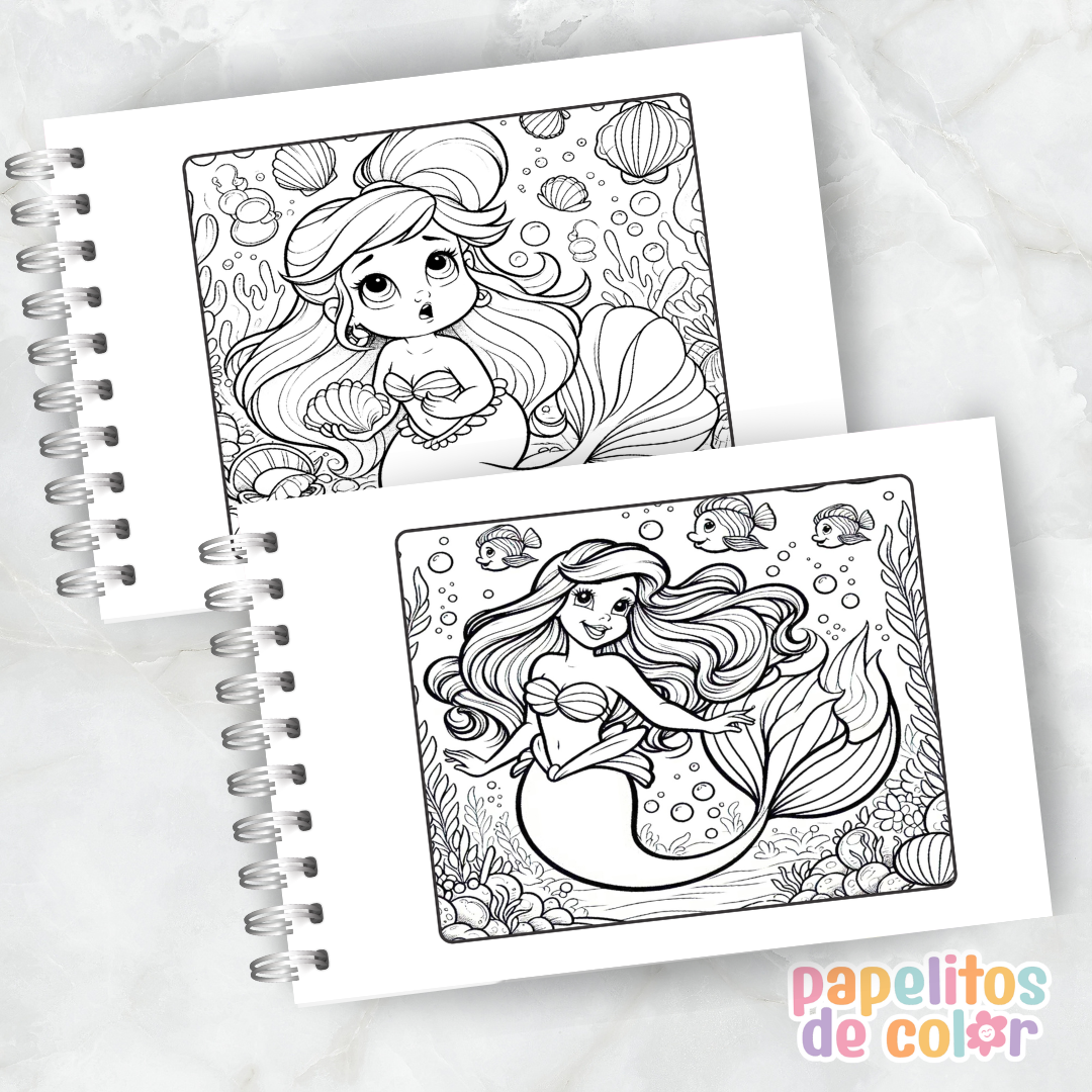 🧜‍♀️🌊 Libro para pintar La Sirenita 🌊🧜‍♀️