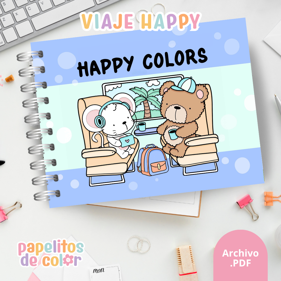 🌈✈️ Libro para pintar Viaje Happy Colors ✈️🌈