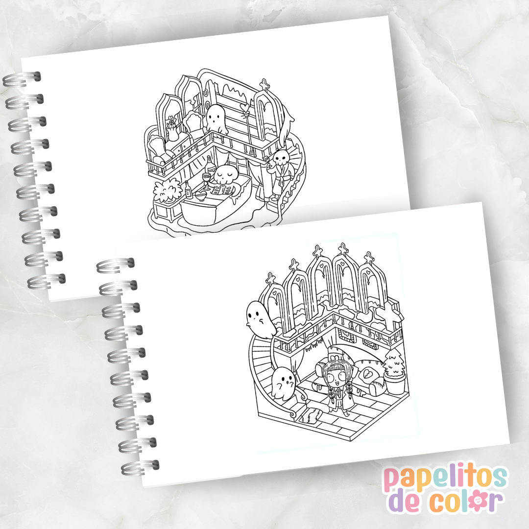 🕸️🖤 Libro para pintar Spooky Room ✨🎨