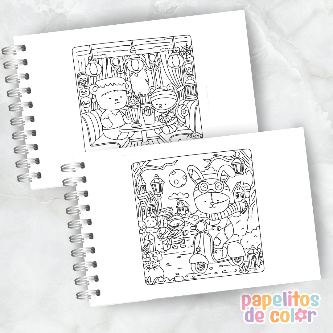 👻🖤 Libro para pintar Spooky Friends ✨🎨