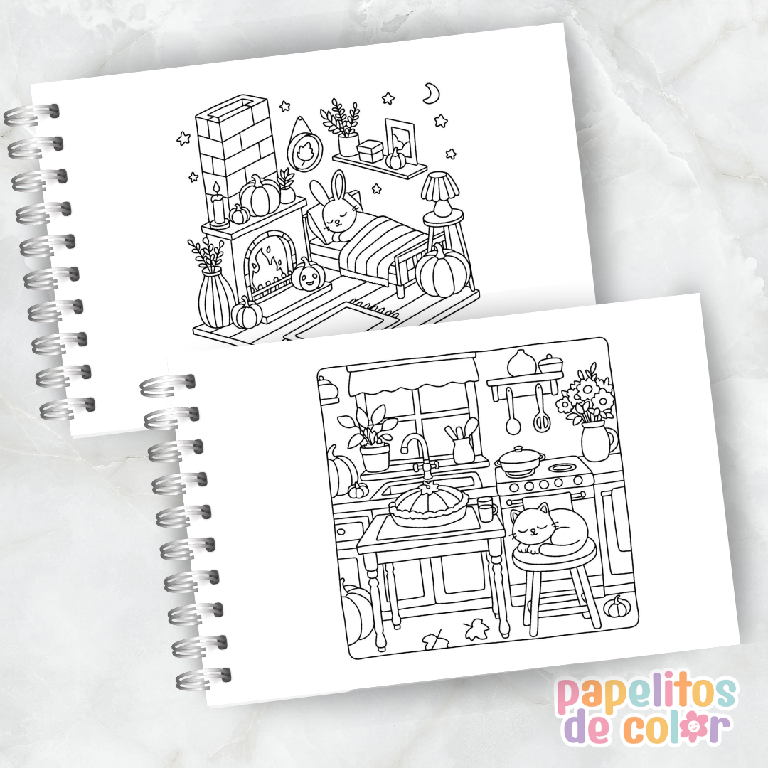 🍂🕯️ Libro para pintar Hyggetober ✨🎨