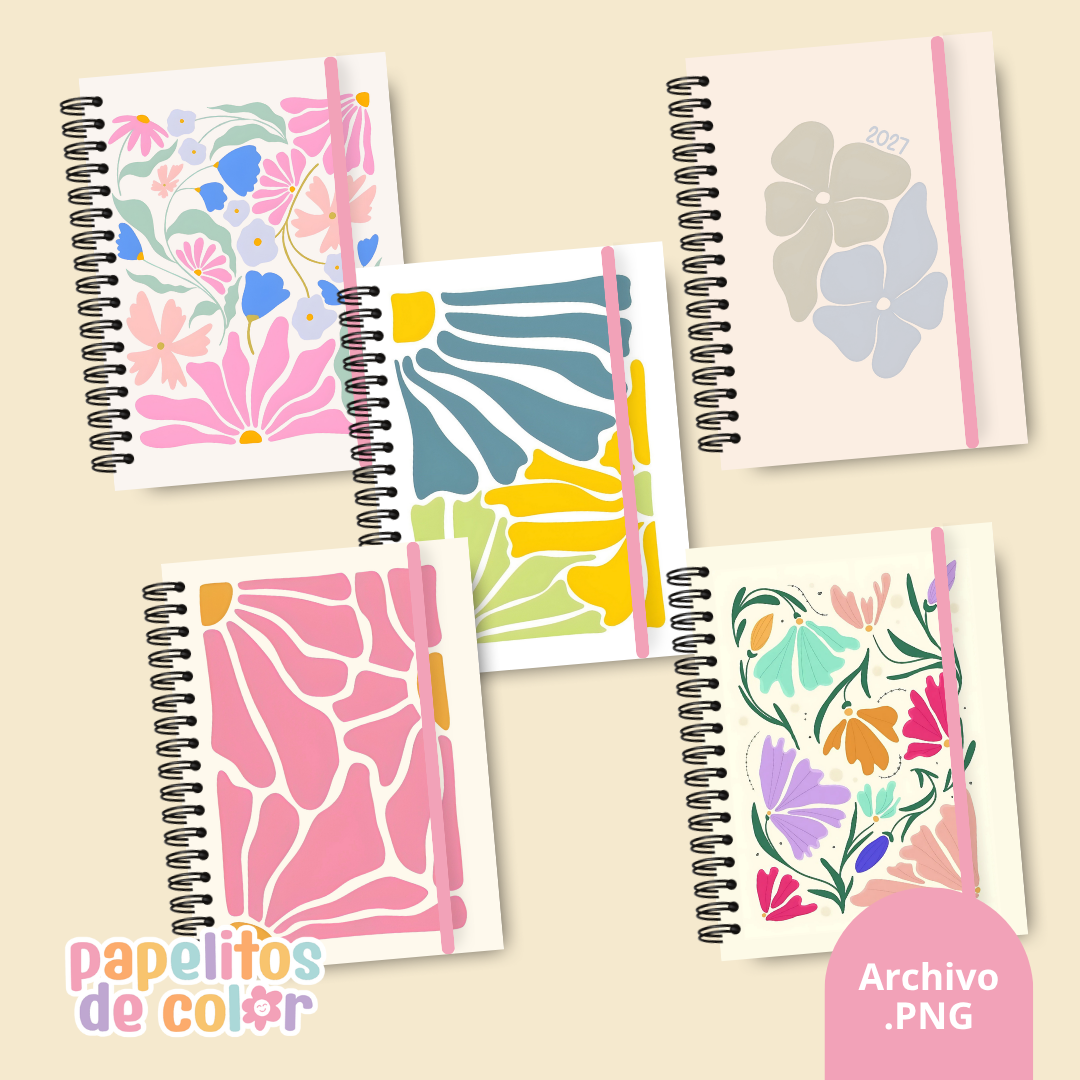🌸 Pack 25 Portadas Agendas y Cuadernos  – Kit 11