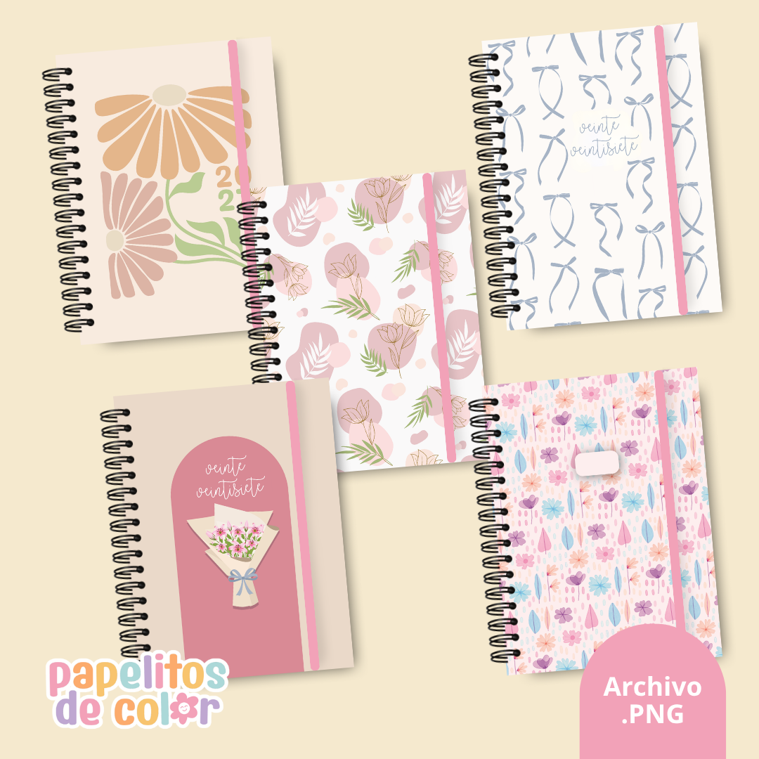 🌸 Pack 25 Portadas Agendas – Kit 10
