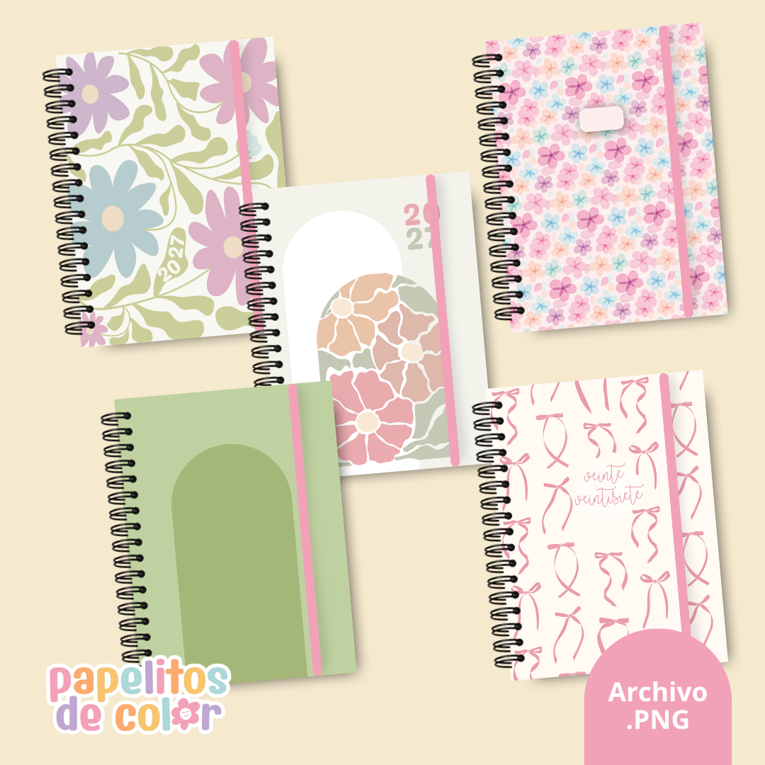 🌸 Pack 25 Portadas Agendas – Kit 10