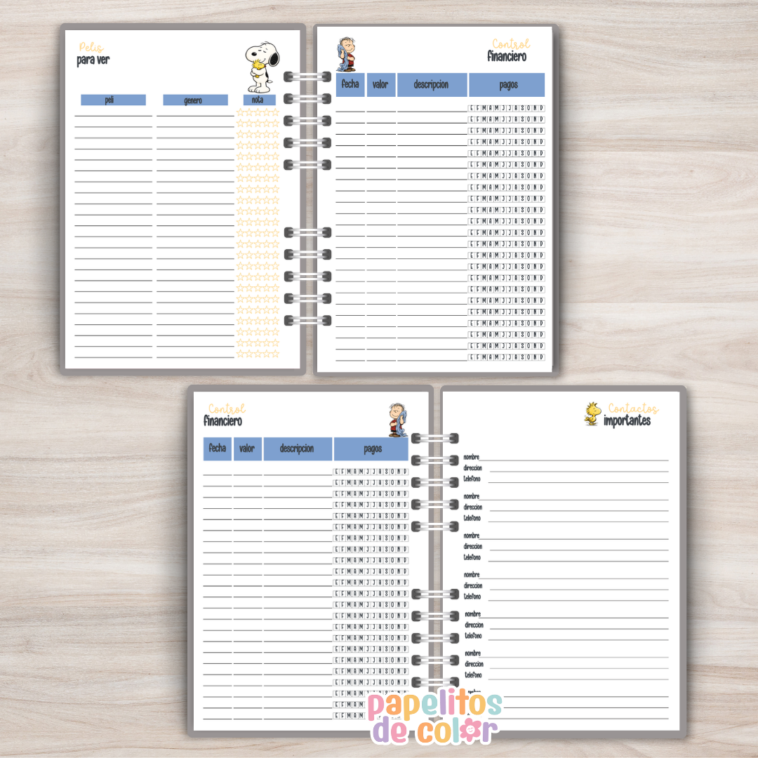 🐶✨ Agenda Snoopy - Semanal 2027  🤍