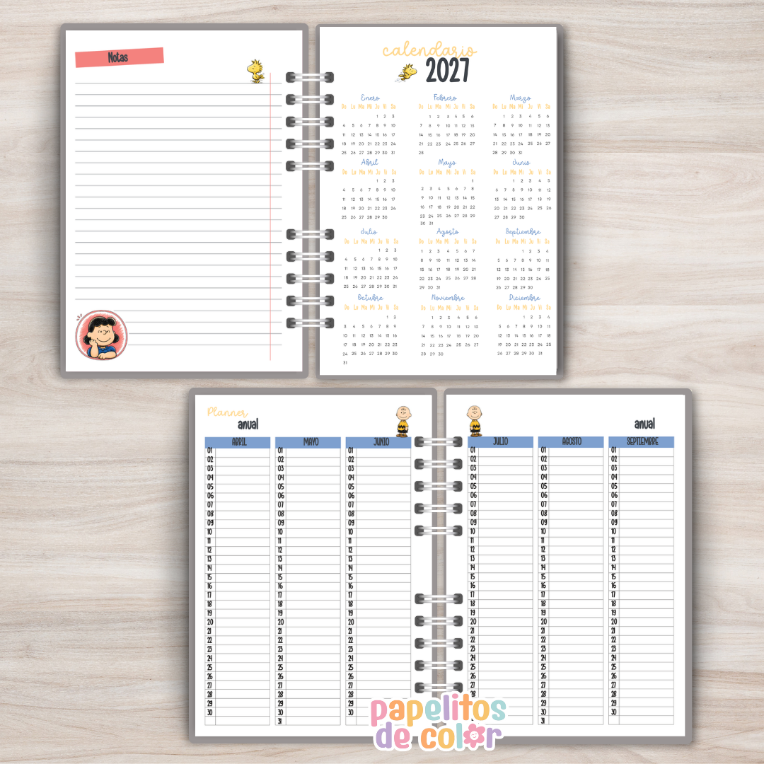 🐶✨ Agenda Snoopy– Dos Días por Hoja 2027🤍