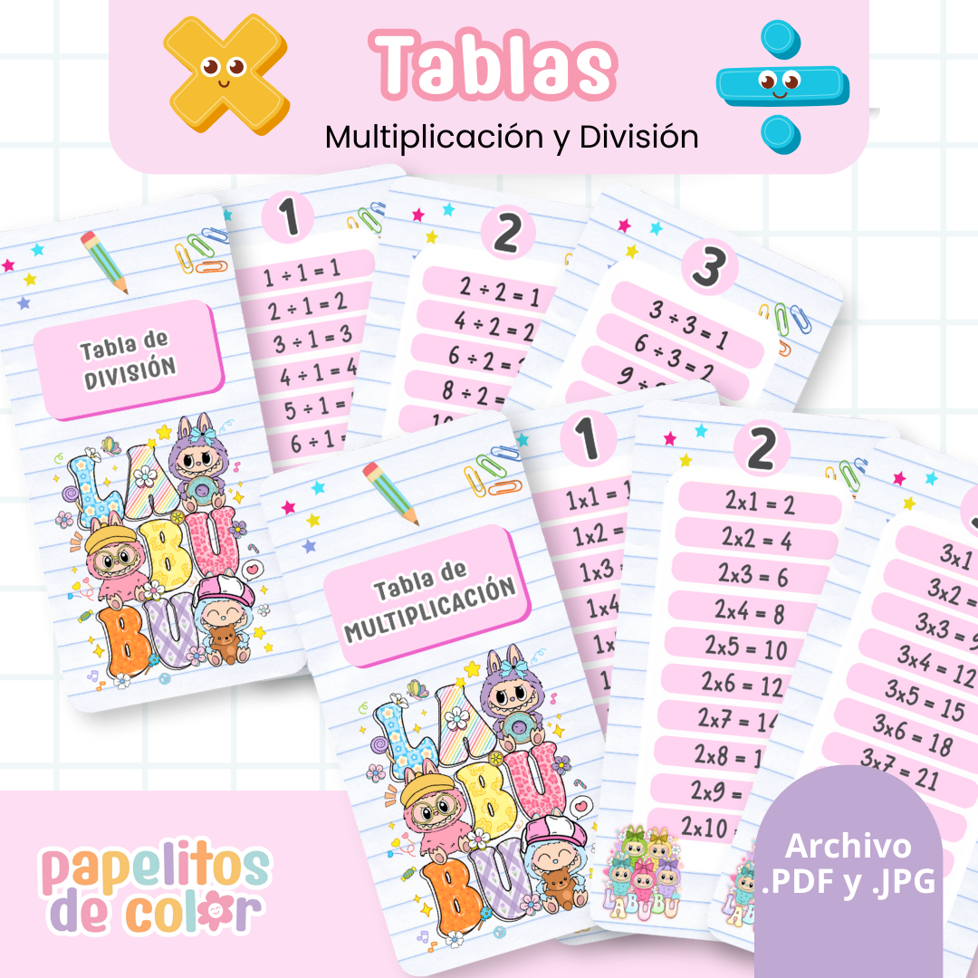 Tabla de Multiplicación y División - Labubus✨
