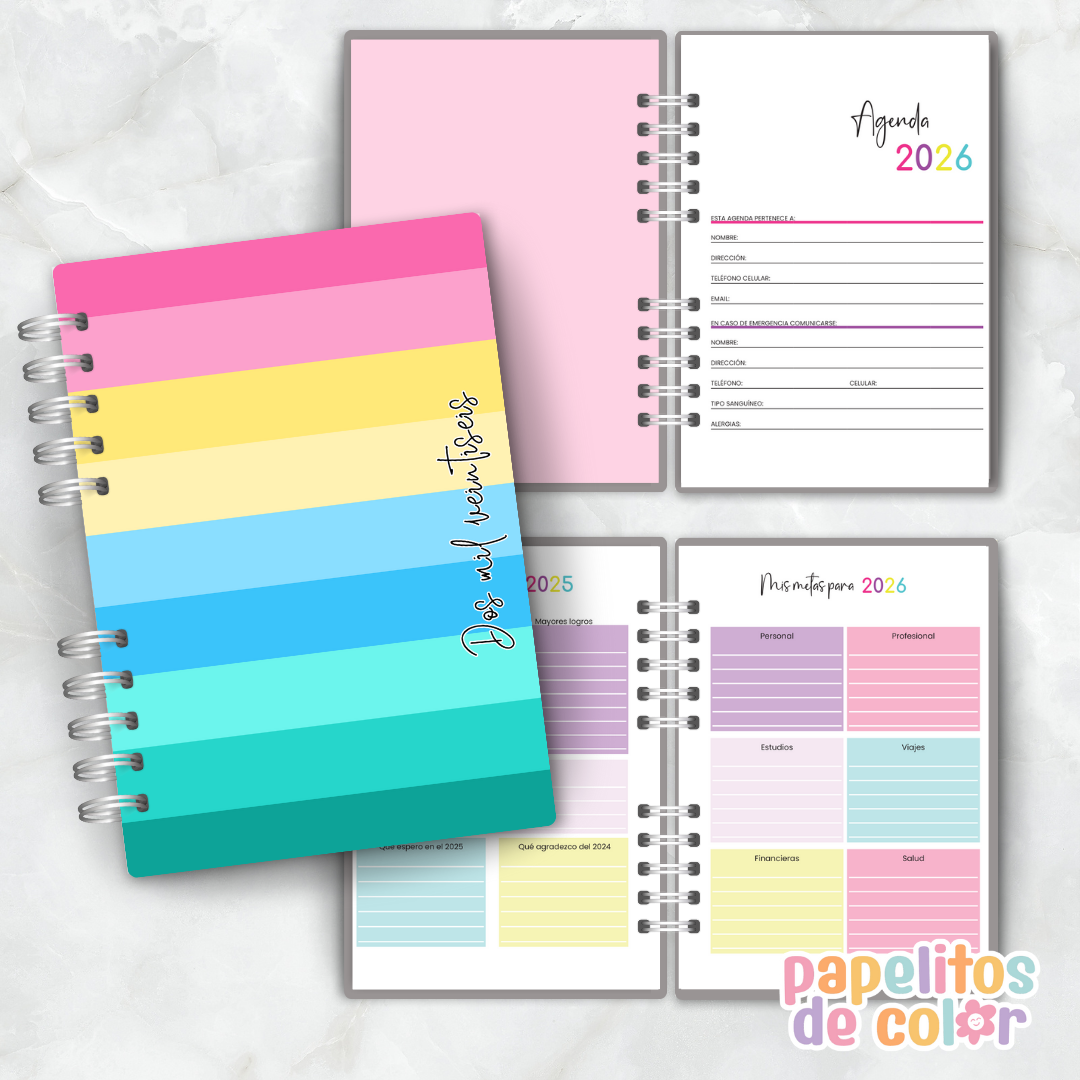 Agenda Semanal Colores 2026 🌈