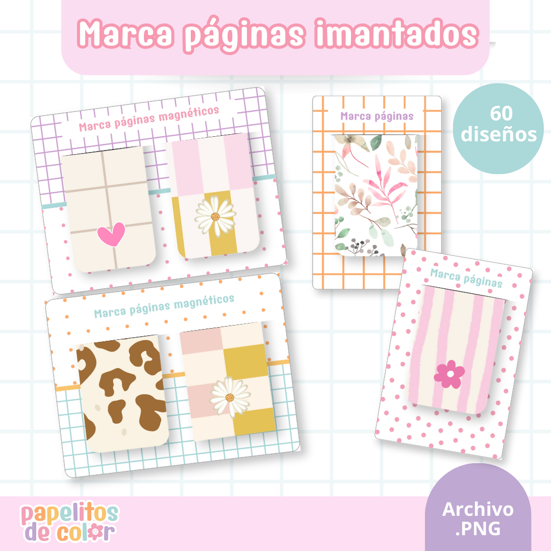 60 Marcapáginas + Bases para Exhibir 💕