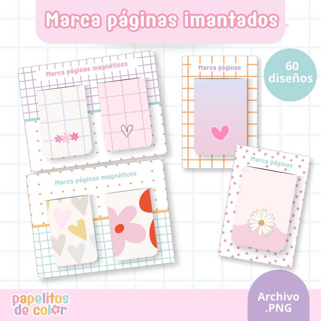 60 Marcapáginas + Bases para Exhibir 💕