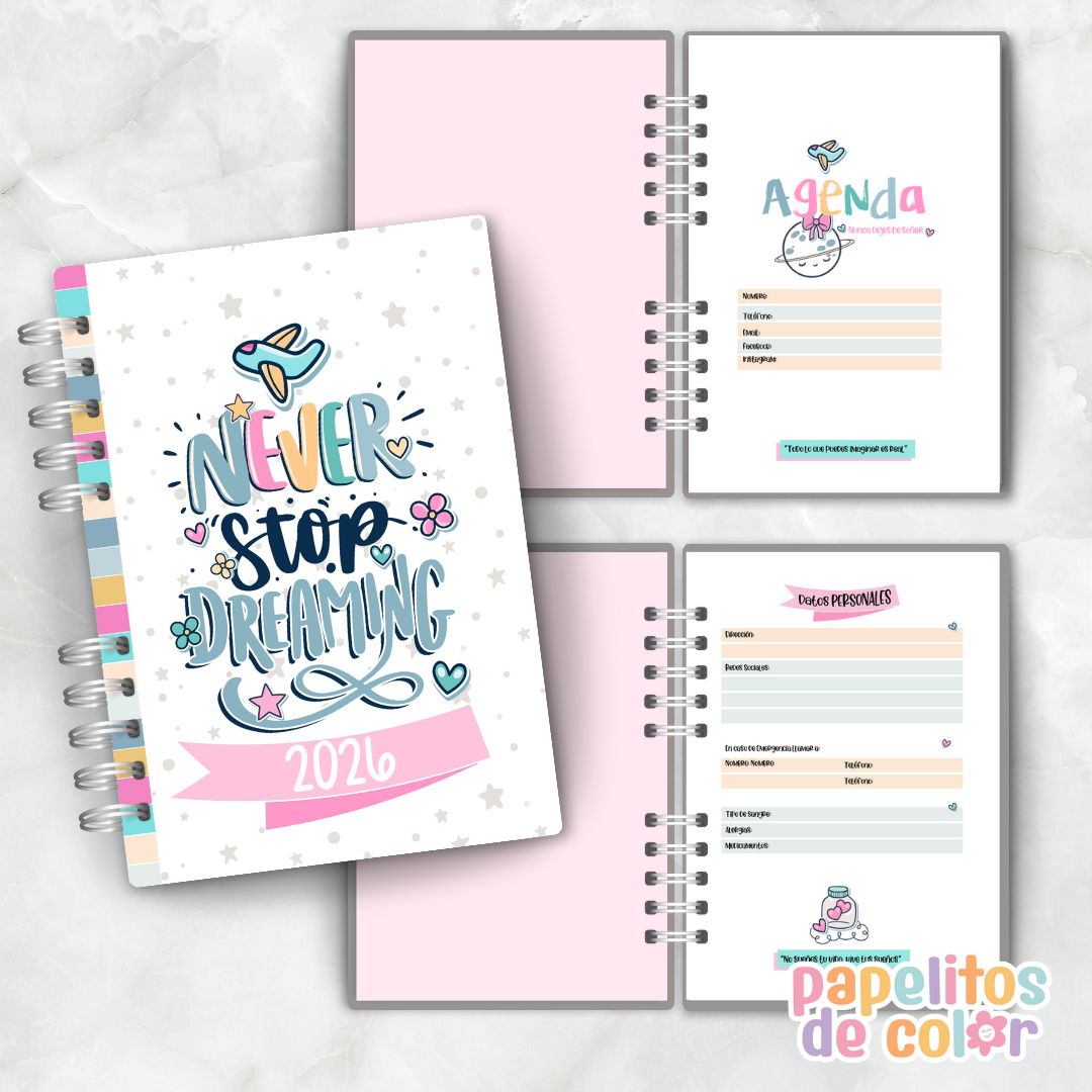 🌸Agenda Nunca Dejes de Soñar 2026🌙✨