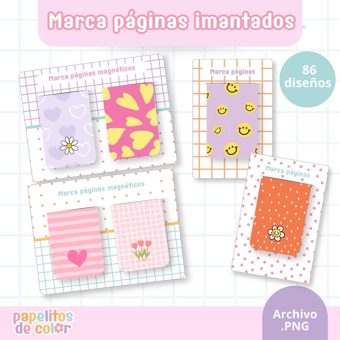 Pack 86 Marcapáginas (sin base) – Kit 2 📖✨🌈