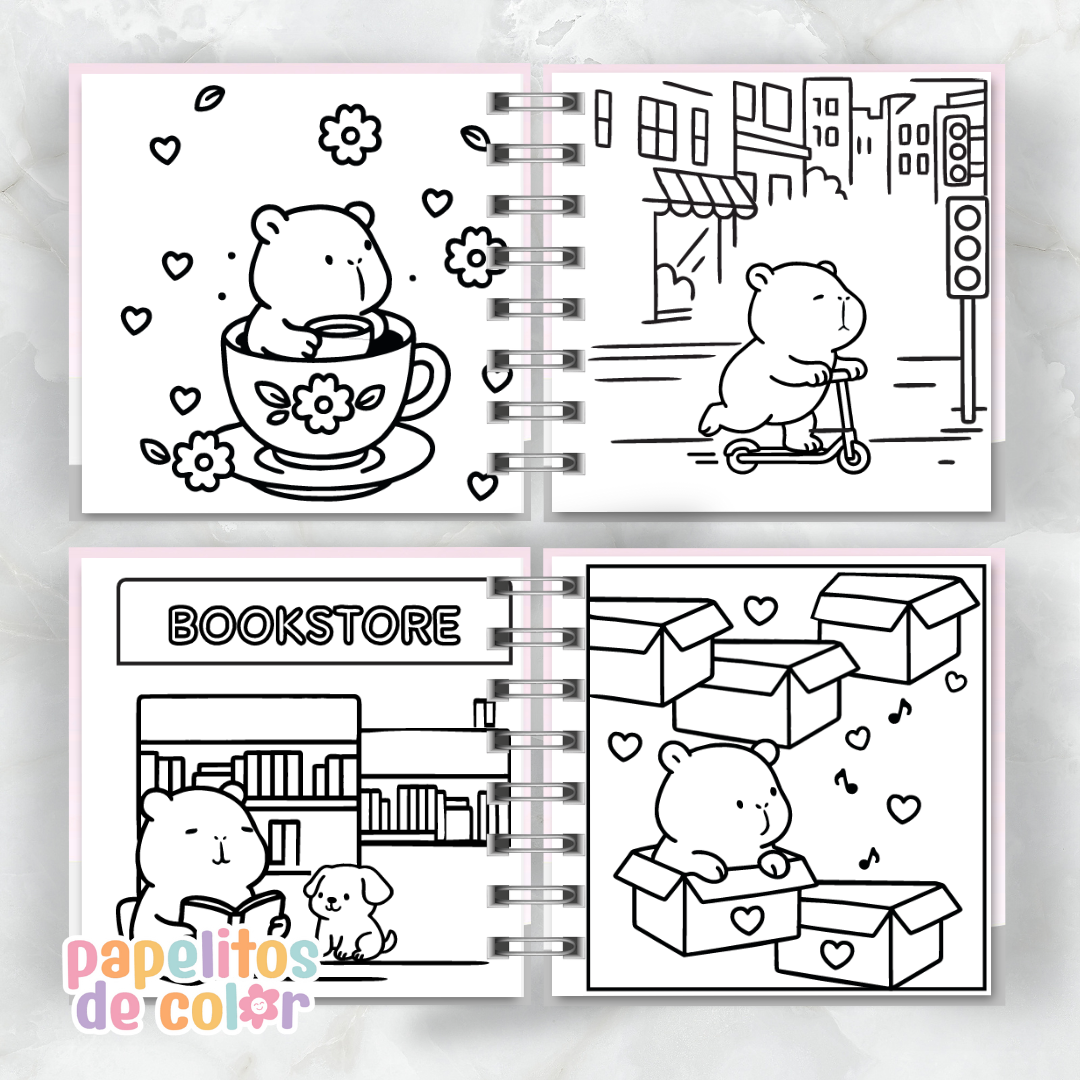 🎨 Libro para Pintar Capibaras (100 Hojas)
