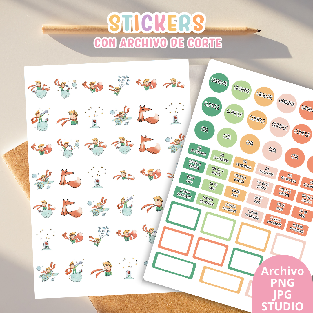 Stickers Kit 7 – 6 Planchas A5 + Archivo de Corte ✨📒