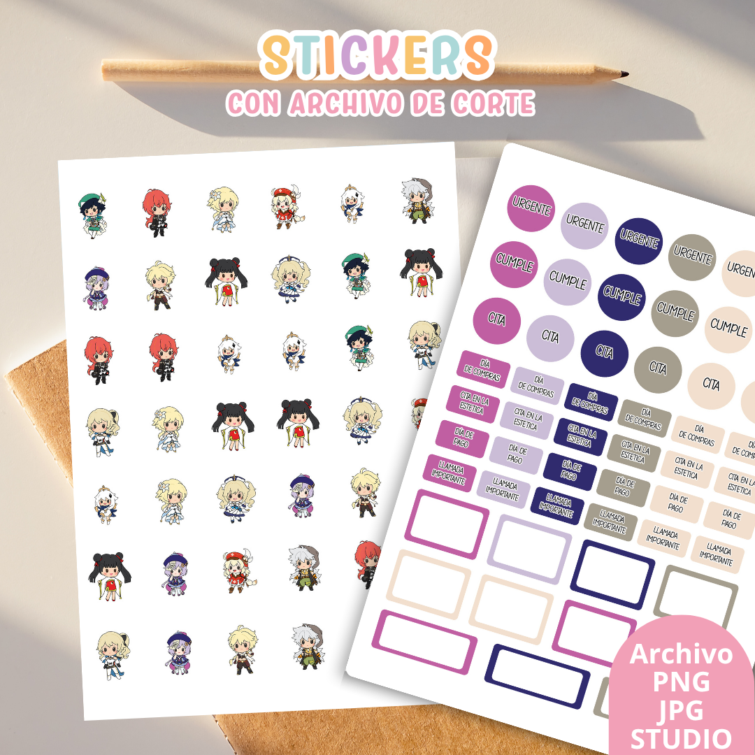Stickers Kit 17 – 6 Planchas A5 + Archivo de Corte ✨📒