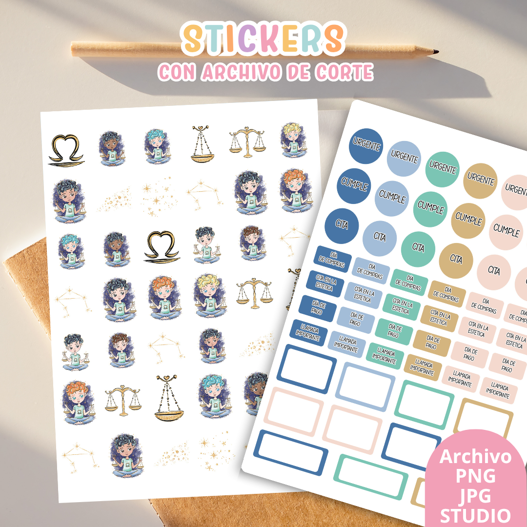 Stickers Kit 11 – 6 Planchas A5 + Archivo de Corte ✨📒