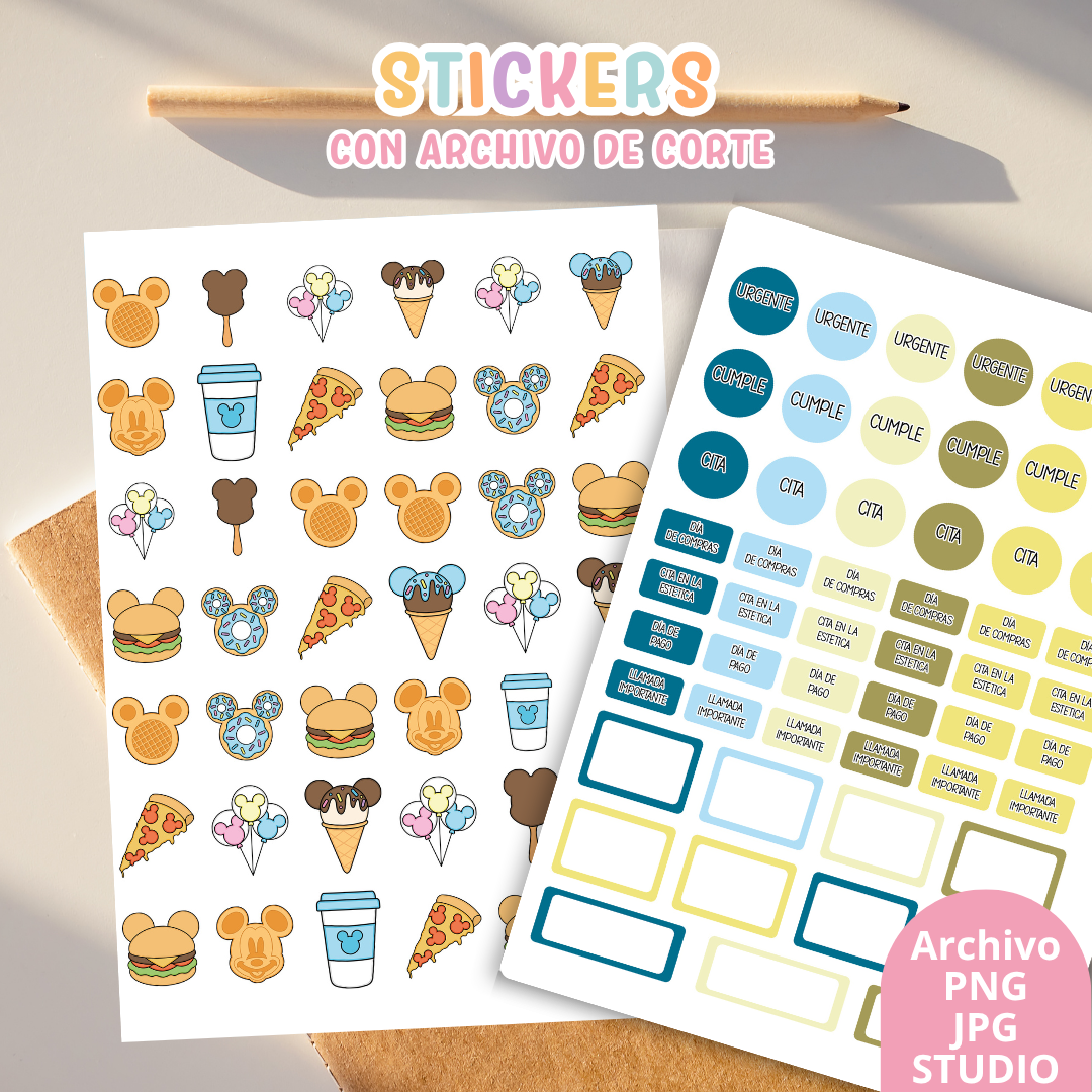 Stickers Kit 16 – 6 Planchas A5 + Archivo de Corte ✨📒