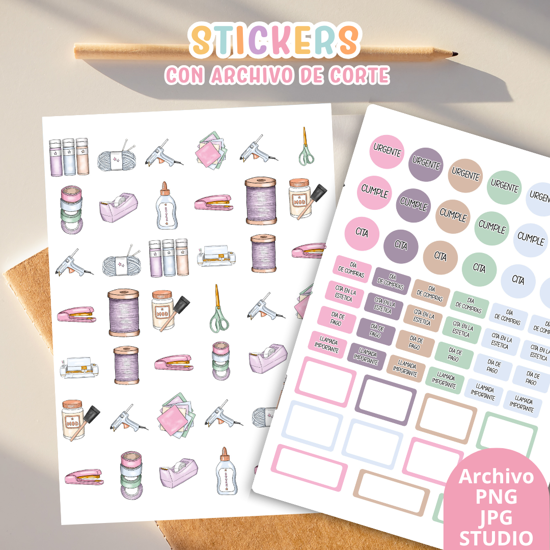 Stickers Kit 6 – 6 Planchas A5 + Archivo de Corte 💗✨