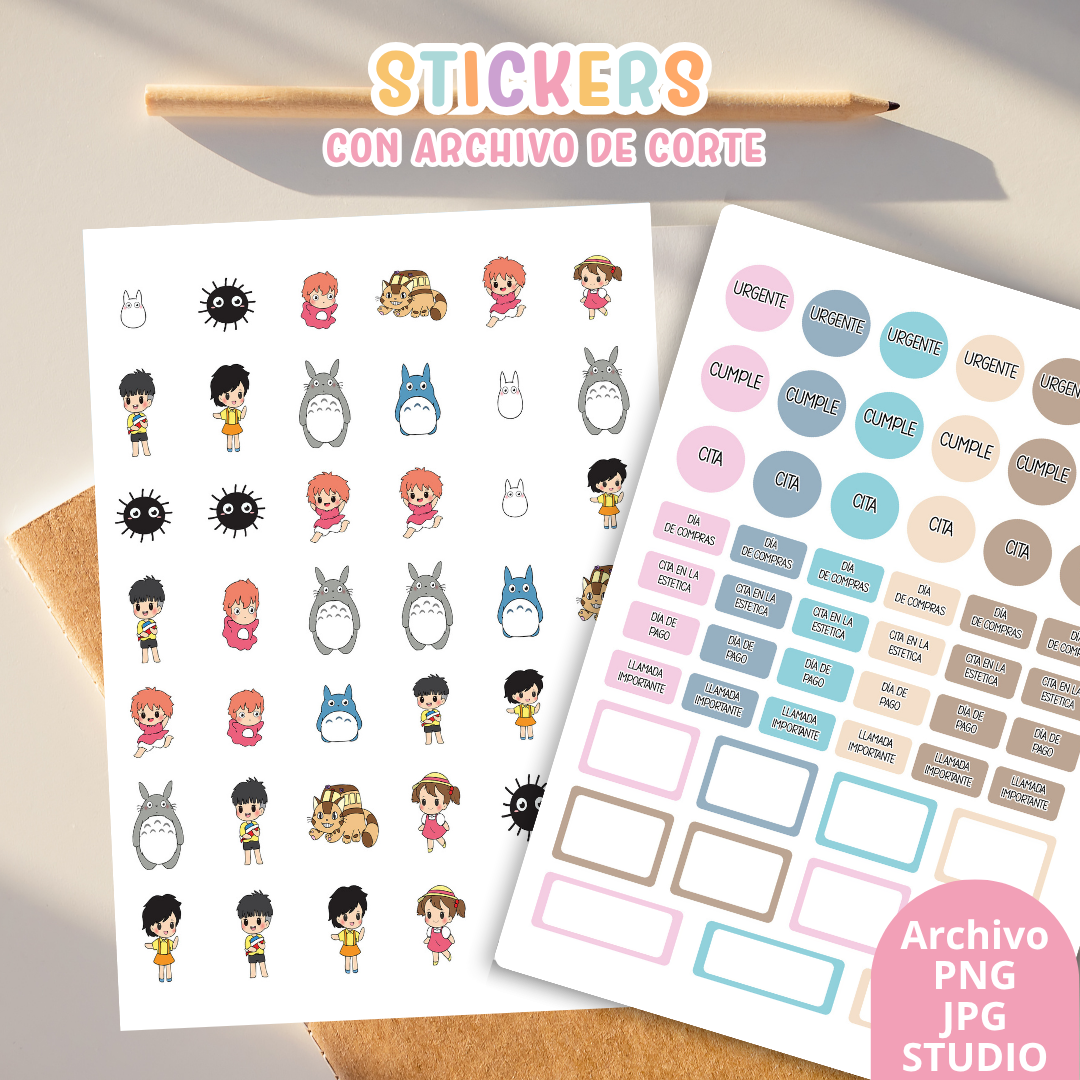 Stickers Kit 15 – 6 Planchas A5 + Archivo de Corte ✨📒