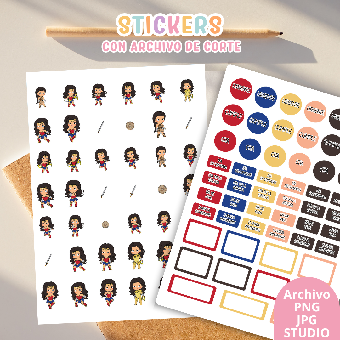 Stickers Kit 16 – 6 Planchas A5 + Archivo de Corte ✨📒