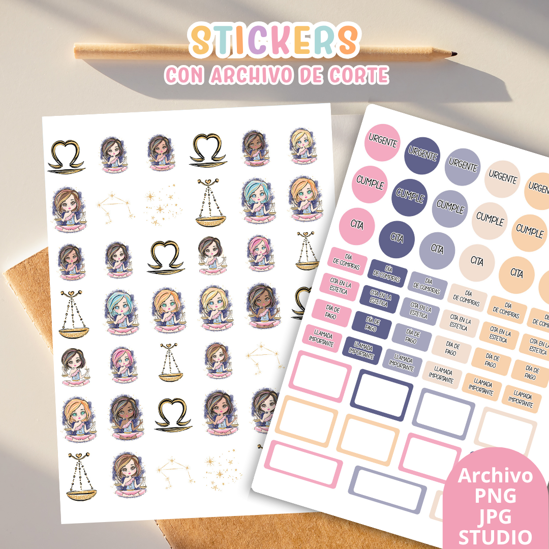 Stickers Kit 11 – 6 Planchas A5 + Archivo de Corte ✨📒