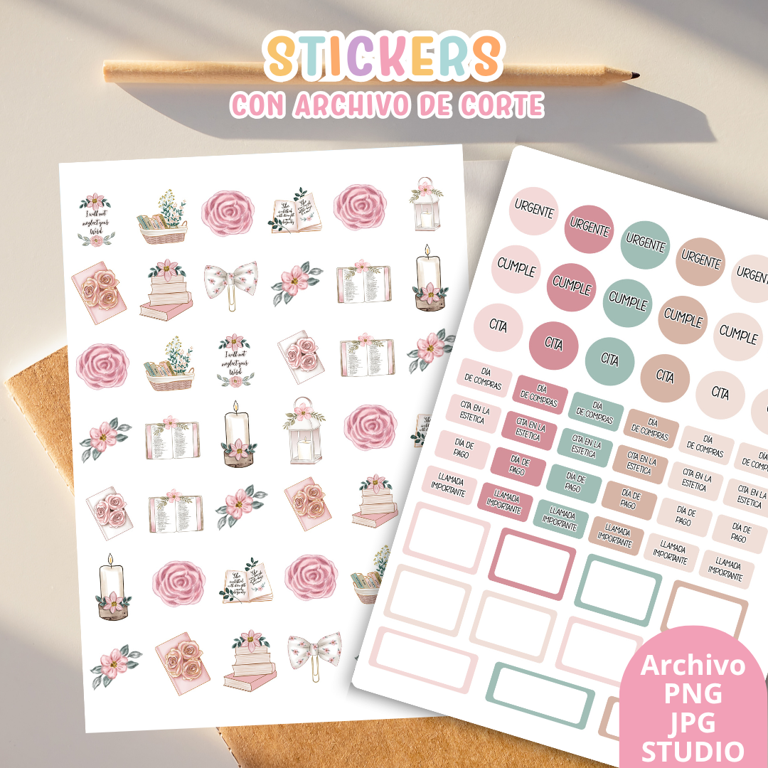 Stickers Kit 12 – 6 Planchas A5 + Archivo de Corte ✨📒