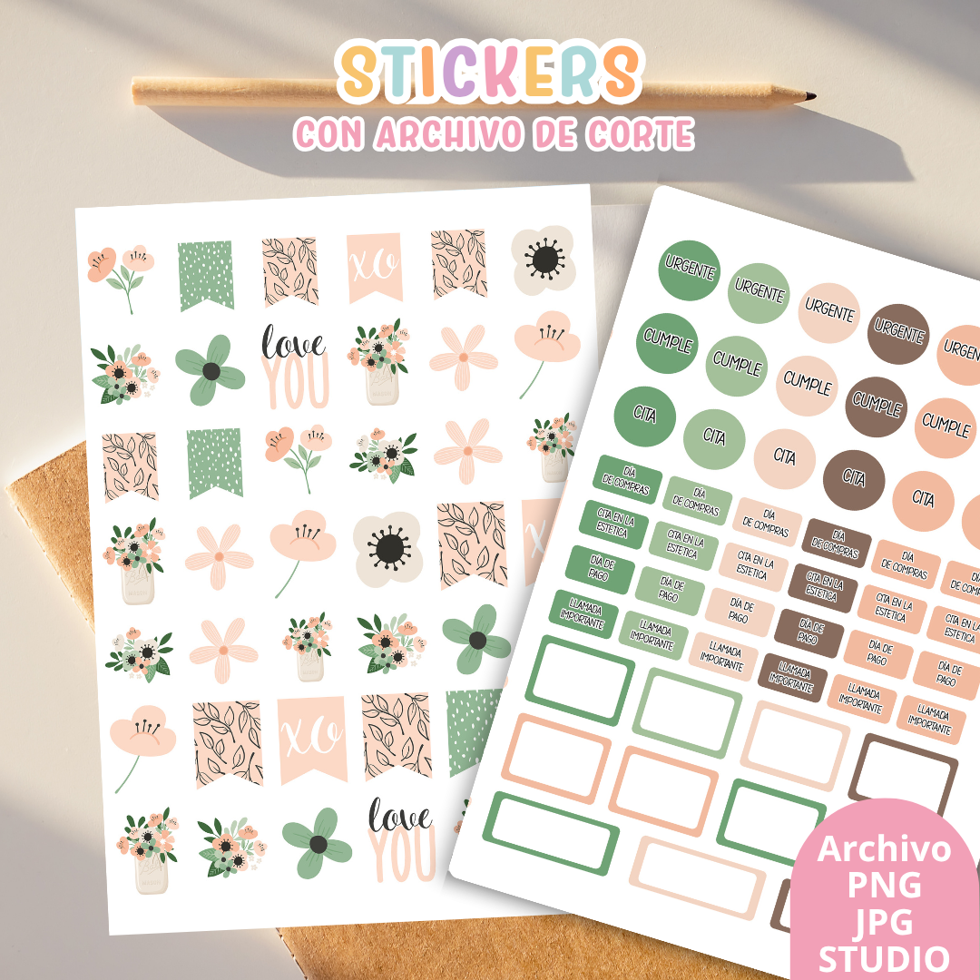 Stickers Kit 14 – 6 Planchas A5 + Archivo de Corte ✨📒